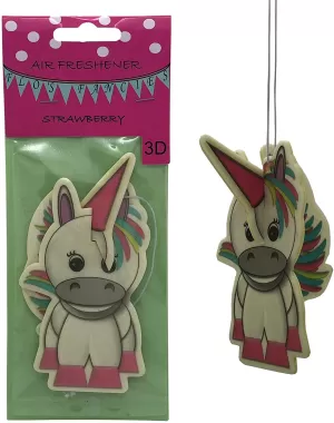 Image of 3D Carded Strawberry Pack Of 20 Unicorn Air Freshener