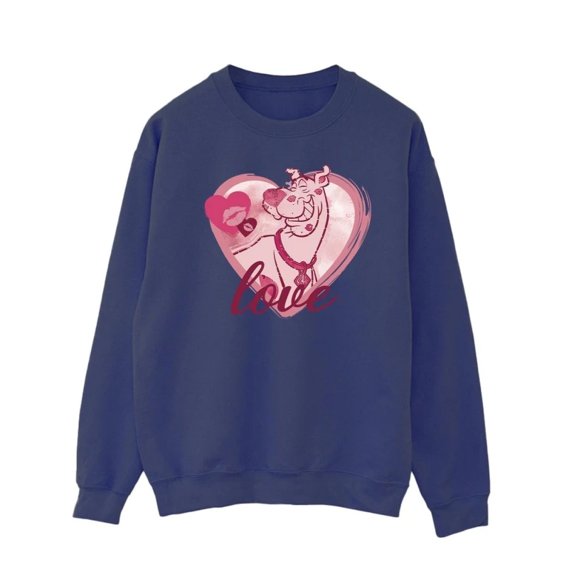 Image of Scooby Doo Scooby Doo Men Love Kisses Sweatshirt in Navy Size: Small Navy S Male 5063376333788