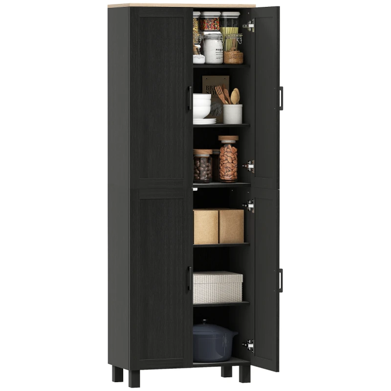 Image of HOMCOM HOMCOM Modern Kitchen Cupboard Storage Cabinet with 4 Shelves - Black