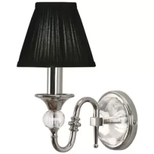 Image of Diana Luxury Single Curved Arm Traditional Wall Light Nickel Crystal Black Shade