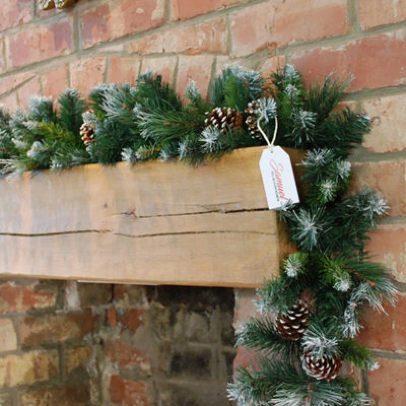 Image of Samuel Alexander 270cm x 25cm Samuel Alexander Frosted Glacier Christmas Garland with Pine Cones Green