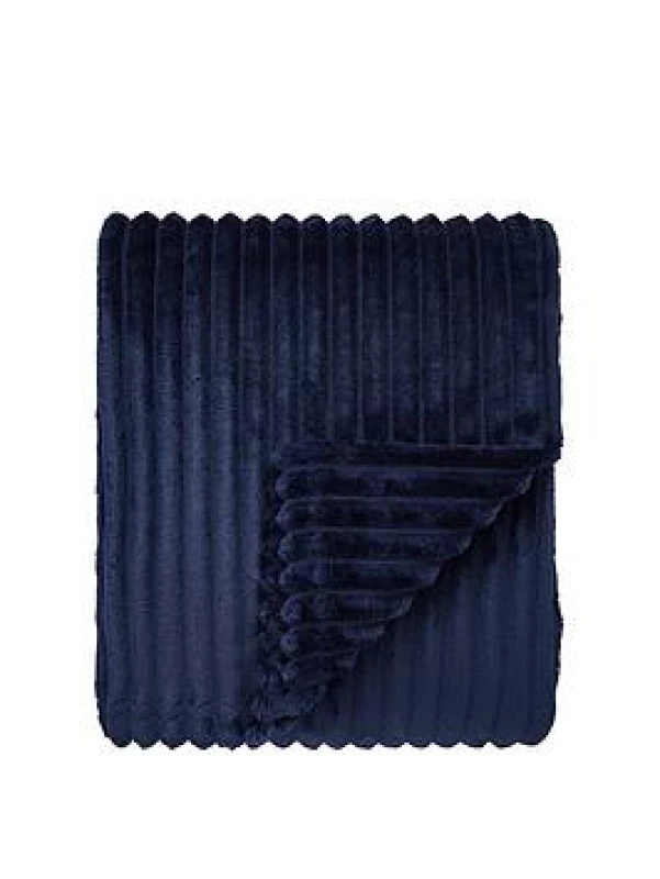 Image of Cascade Home Ribbon Velvet Throw Throws 127 x 152c Blue 40294618000
