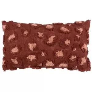 Image of Maeve Tufted Leopard Print Cushion Brick, Brick / 30 x 50cm / Polyester Filled