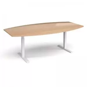 Image of Elev8 Touch radial boardroom table 2400mm x 8001300mm - white frame