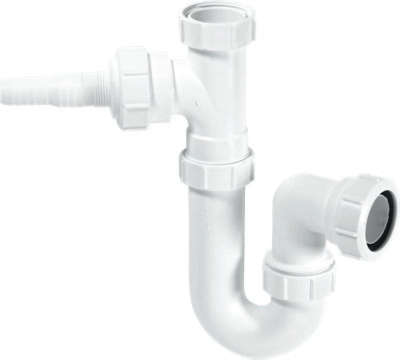 Image of McAlpine WM1 75mm Water Seal Tubular Swivel 'P' Trap with 1.5" Multifit Outlet and inlet connection for the discharge from a domestic appliance White