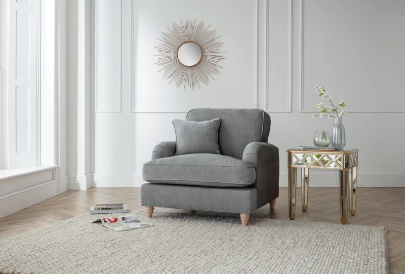 Image of The Great Sofa Company Orla Arm Chair Manhattan Apricot in Charcoal Charcoal Unisex
