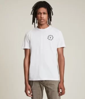 Image of AllSaints Mens Bunch Brace Crew T-Shirt, Optic White, Size: M