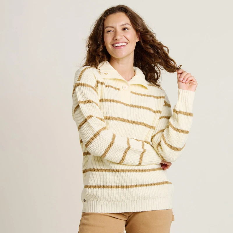 Image of Brakeburn Knitted Button Neck Off White