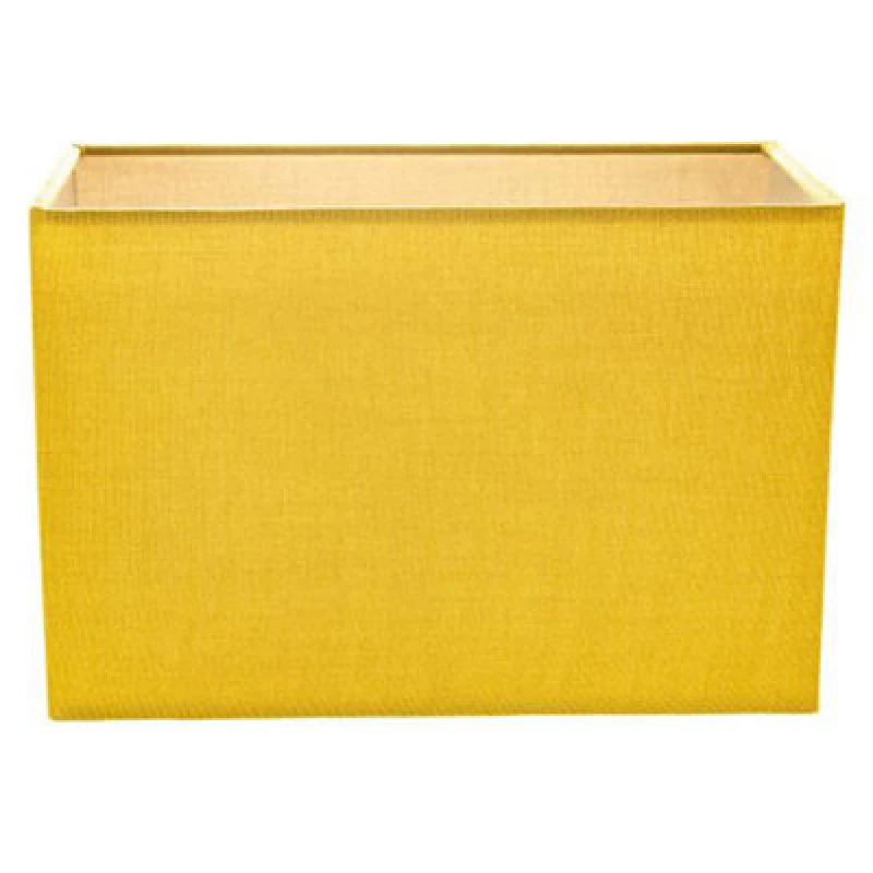 Image of Happy Homewares Contemporary And Stylish Vivid Mustard Ochre Linen Fabric Rectangular Lamp Shade
