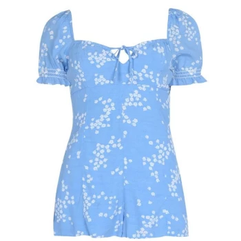 Image of Jack Wills Connie Ditsy Print Playsuit - Pale Blue
