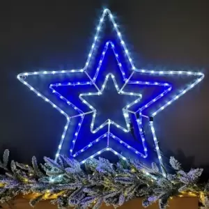 Image of 80cm 8 Function LED Ropelight Triple Star Christmas Decorations in Blue and Ice White