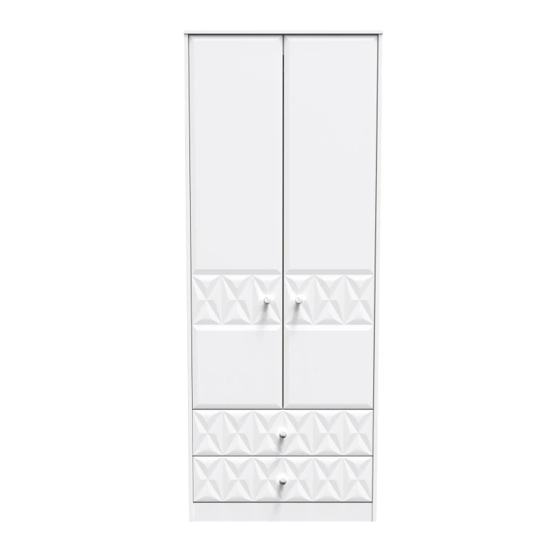Image of Toledo 2 Door 2 Drawer Wardrobe In White Matt (Ready Assembled)