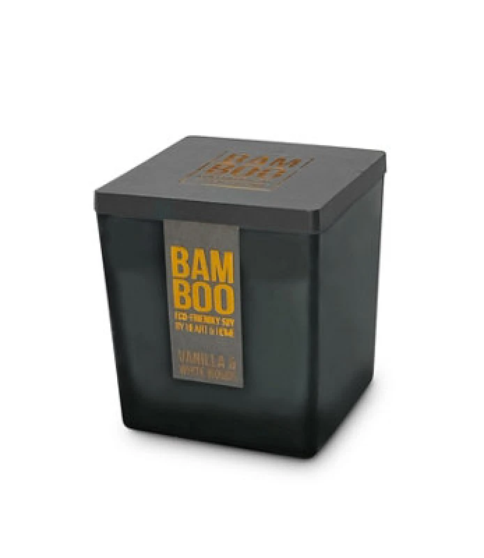 Image of Heart and Home Bamboo Vanilla & White Woods Large Soy Candle - 40 Hours Burn - Crackling Wick