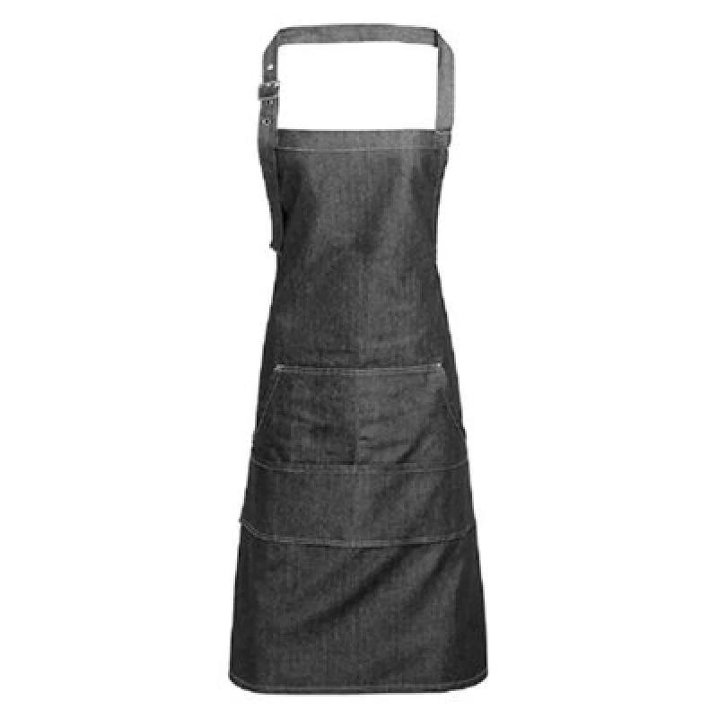Image of Premier Premier Jeans Stitch Bib Apron in True Black True Black One Size Unisex 5057520102184