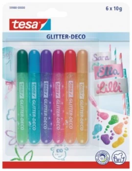 Image of tesa Glitter Pens 6 assorted pastel colours 59988 PK12