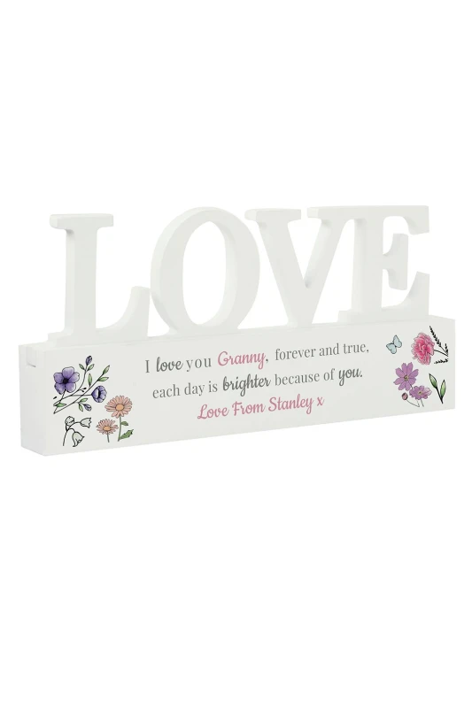 Image of Personalised Memento Company Personalised Wild Flowers Love Ornament White