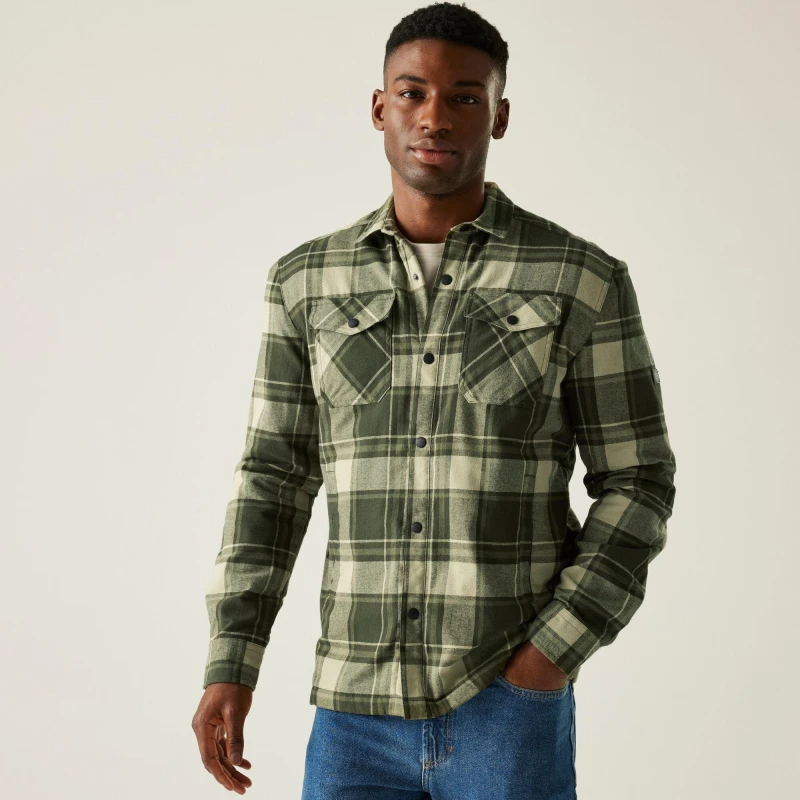 Image of Regatta Regatta Men Spennith Fleece Lined ShackeT-Shirt in Dark Green Size: Medium Dark Green M Male 5063516105541