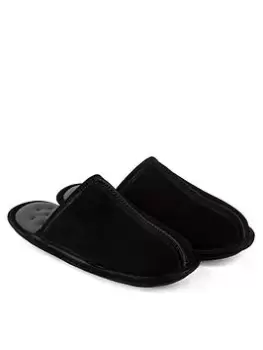 Image of TOTES Isotoner Suede Mule - Black, Size 11, Men