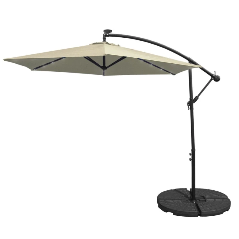 Image of Monstershop Cream 3m LED Cantilever Parasol With Fan Base Cream unisex