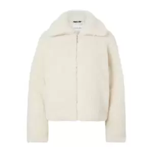 Image of Calvin Klein Jeans Back Ck Sherpa Short Jacket - Cream