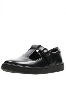 Image of Clarks Street Soar School Shoes - Black Leather, Size 10.5 Younger