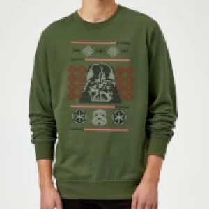 Image of Star Wars Darth Vader Face Knit Green Christmas Sweatshirt - M - Green