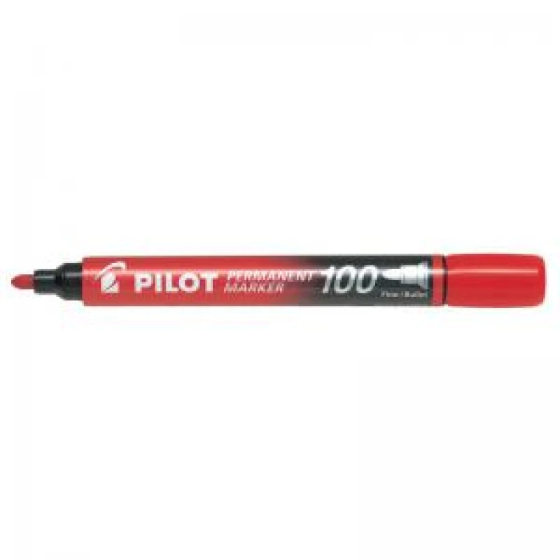 Image of Pilot 100 Permanent Marker Bullet Tip Fine 1.0mm Line Red Pack 12 - EXR27467PT
