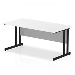 Image of Impulse 1600 x 800mm Straight Desk White Top Black Cantilever Leg