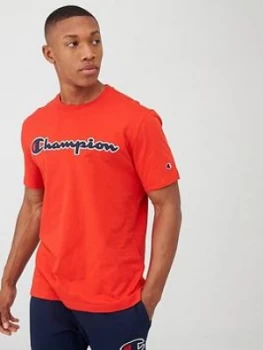 Image of Champion Logo Crew Neck T-Shirt - Red