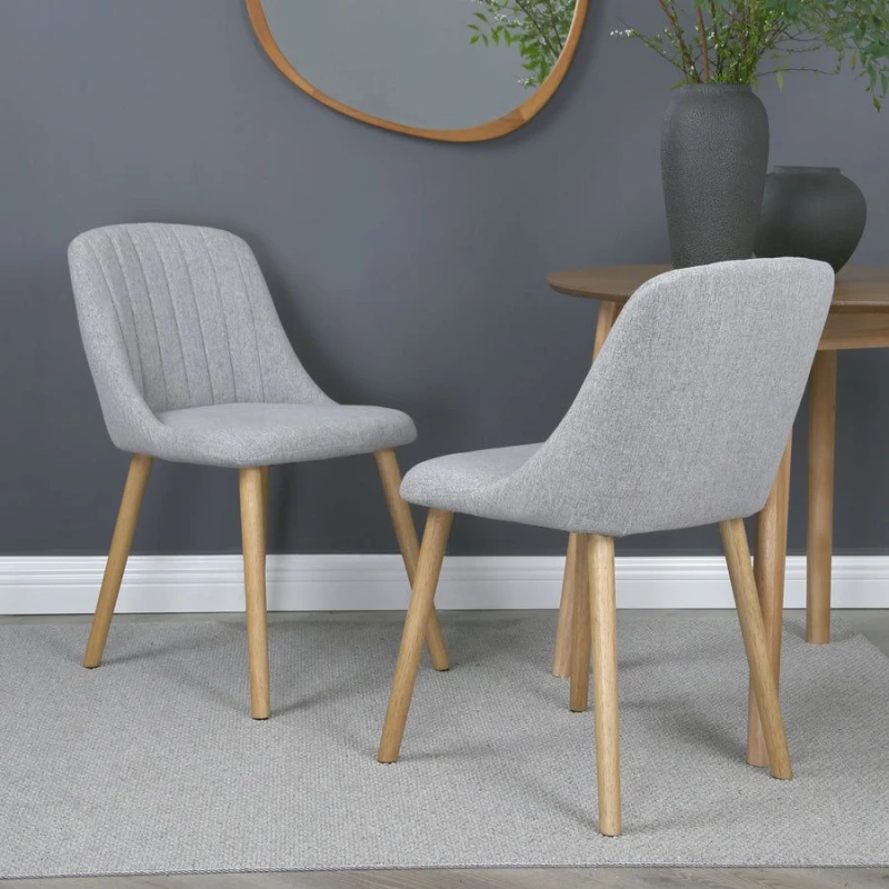 Image of Home Garden Direct Emilia - Dining Chairs in Premium Textured Linen (Set of 2) in Grey Grey Unisex