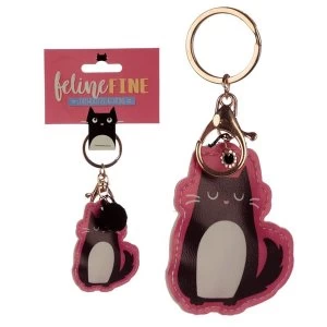 Image of Leatherette Feline Fine Cat Keyring