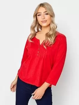Image of M&Co Petite Petite Henley Red, Red, Size 14, Women