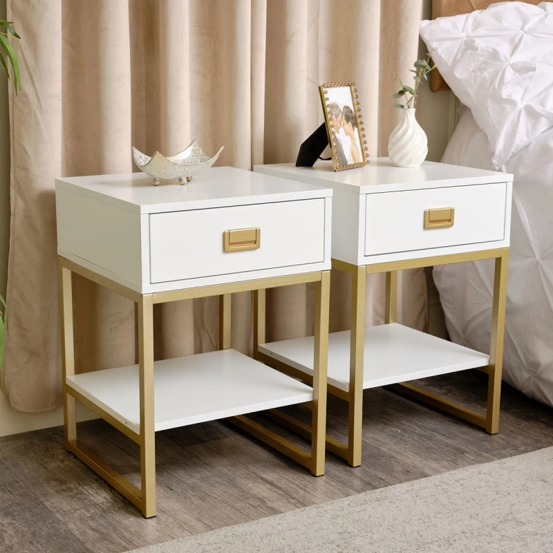 Image of Melody Maison Pair Of One Drawer Bedside Tables - Elle White Range White