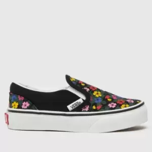 Image of Vans Black & green classic slip-on Girls Junior Trainers
