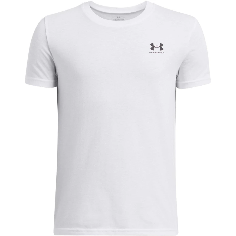 Image of Under Armour Left Chest Logo Short Sleeve Juniors White male 7 - 8 Years (S)