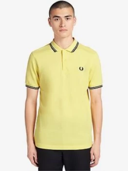Image of Fred Perry Twin Tipped Polo Shirt - Yellow, Size S, Men