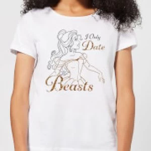 Image of Disney Beauty And The Beast Princess Belle I Only Date Beasts Womens T-Shirt - White - 4XL
