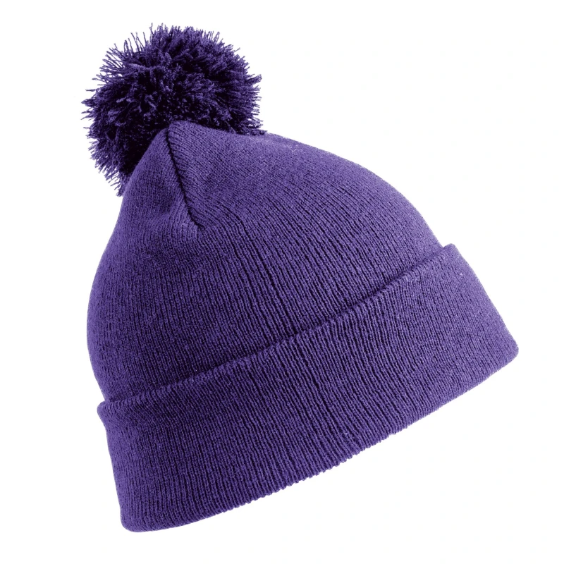 Image of Result Winter Essentials Pom Pom Beanie in Purple Purple Unisex One Size