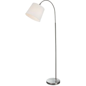 Image of Tower Floor Lamp Brushed Steel with Cream Shade - Firstlight