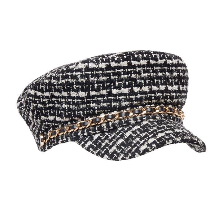 Image of Dune Fernie' Chain Detail Baker Boy Cap - black