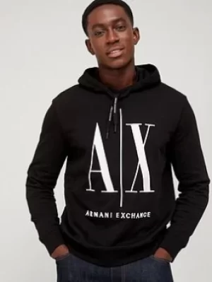 Image of Armani Exchange Icon Logo Overhead Hoodie, Black Size M Men