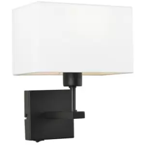 Image of Netlighting Modern Bedside Lamp Black Matt 1 Light with White, Rectangular Shade