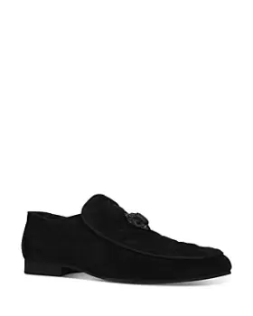 Image of Kurt Geiger London Mens Hugh Eagle Head Quilted Velvet Slip On Loafers