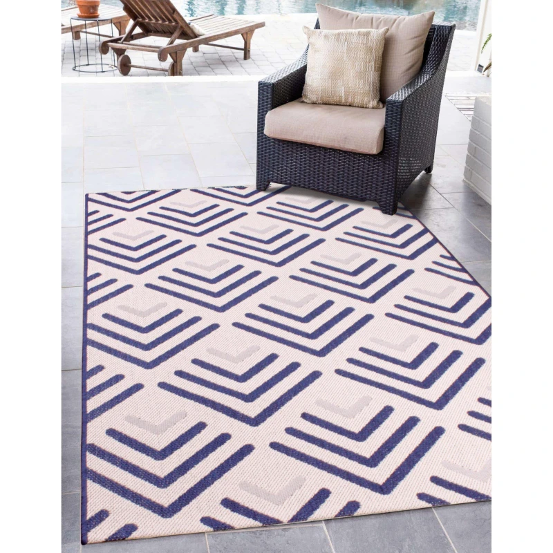 Image of Rugstyle SUMMER BREEZE CHEVRON White / Navy unisex 100x150cm