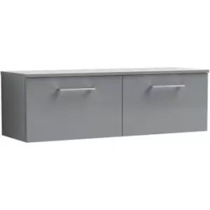 Image of Nuie Arno Gloss Cloud Grey 1200mm Wall Hung 2 Drawer Vanity Unit with Worktop - ARN1322W2 - Cloud Grey