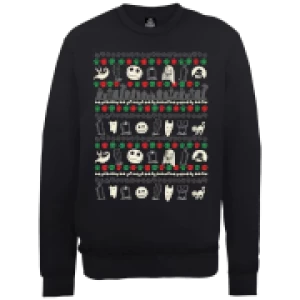 Image of Disney The Nightmare Before Christmas Jack Sally Zero Faces Black Sweatshirt - S - Black