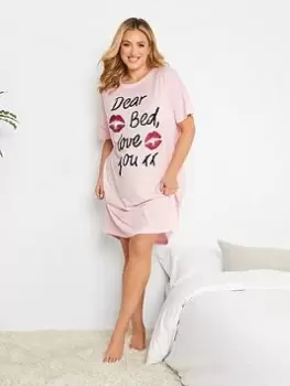 Image of Yours Lipstick Kiss Oversize Sleep Tee, Pink, Size 18-20, Women
