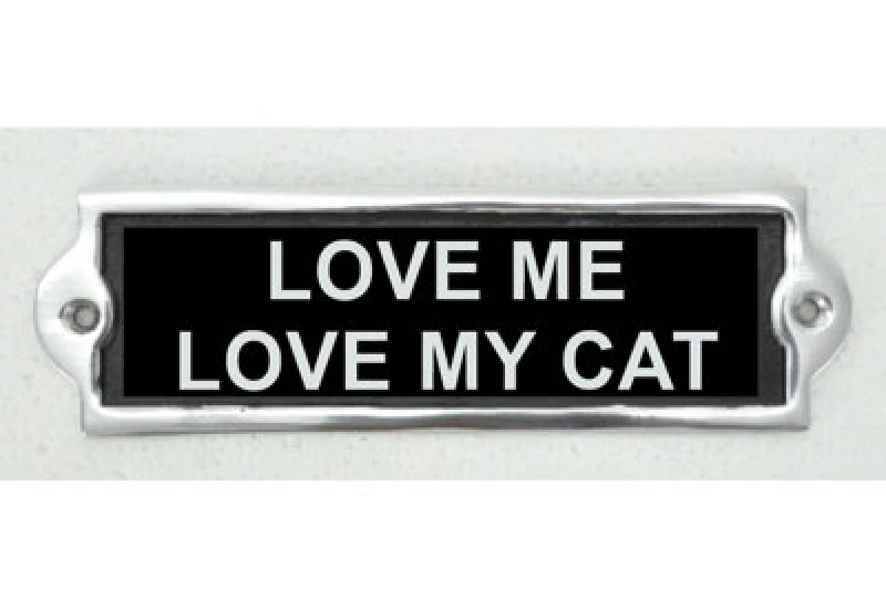 Image of Minster "love Me Love My Cat" Wall Plaque - Aluminium - L1 X W20 X H6 Cm