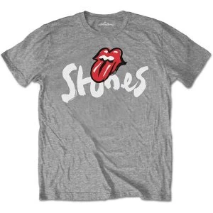 Image of The Rolling Stones - No Filter Brush Strokes Unisex Medium T-Shirt - Grey