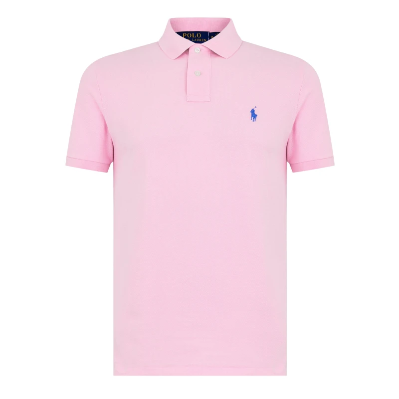 Image of Polo Ralph Lauren Mens Custom Short Sleeve Polo Shirt Carmel Pink male M